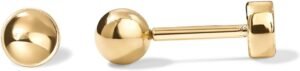 14K Gold Plated Solid 925 Sterling Silver Posts Dainty Ball Stud Flatback Earrings for Women - Cartilage Helix Piercing Jewelry - Small Screwbacks Stud Earrings for Women
