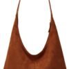 Trendy Suede Crescent Shoulder Bag Women Tote Bag Satchels Crossbody Purse Top-handle Travel College Work Tote Handbag