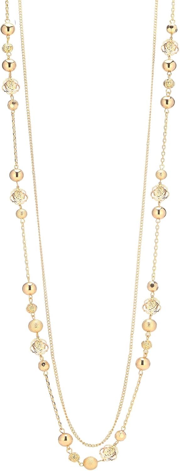 513ff87YDOL._AC_SL1500 Boho Gold Long Necklaces for Women Natural Stone Beaded Layered Long Necklace Mothers Day Gifts Dainty Flower Costume Jewelry for Women