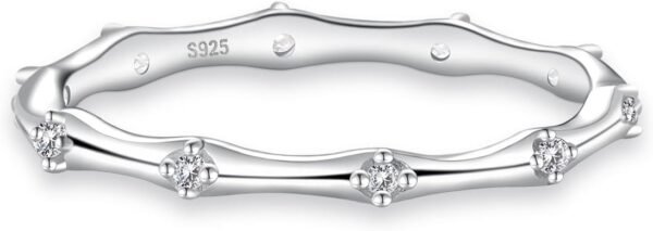 S925 Sterling Silver Birthstone Stackable Rings for Women Mother with Cubic zirconium Mom Ring Mother's Day Jewelry Gifts for Wife