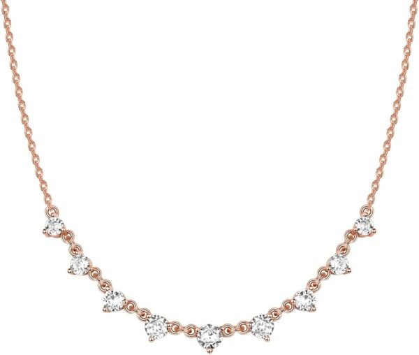 14K Gold Plated Station Necklace - Simulated Diamond Layering Necklaces - Womens CZ Chain