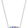 Oval Pendant Necklace in Red White and Blue Star Illusion and Gold