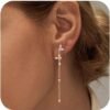 Gold Dangle Earrings for Women,Christmas Gifts Jewelry Dainty Earring 14K Gold Plated Drop Earrings for Women Trendy Hypoallergenic CZ Dangling Earring