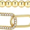 Gold Bracelets for Women 14K Gold Beaded Bracelets Stackable Bracelets for Women Gold Charm Bracelet Non Tarnish Gold Jewelry for Women Trendy