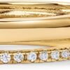 18K Gold Plated Cubic Zirconia Dual Stacking Rings for Women | Gold Eternity Band for Women | Thumb Ring