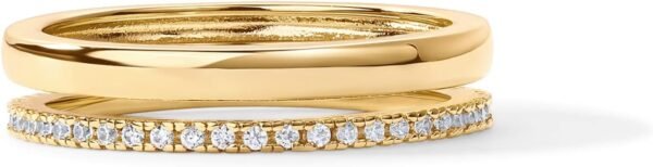 18K Gold Plated Cubic Zirconia Dual Stacking Rings for Women | Gold Eternity Band for Women | Thumb Ring