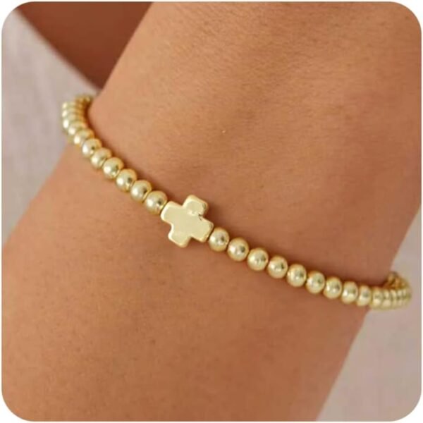 Gold Bracelets for Women 14K Gold Beaded Bracelets Stackable Bracelets for Women Gold Charm Bracelet Non Tarnish Gold Jewelry for Women Trendy