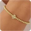 Gold Bracelets for Women 14K Gold Beaded Bracelets Stackable Bracelets for Women Gold Charm Bracelet Non Tarnish Gold Jewelry for Women Trendy
