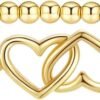 Gold Bracelets for Women 14K Gold Beaded Bracelets Stackable Bracelets for Women Gold Charm Bracelet Non Tarnish Gold Jewelry for Women Trendy