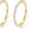 14K Gold Plated Solid 925 Sterling Silver CZ Simulated Diamond Stackable Ring Eternity Bands for Women