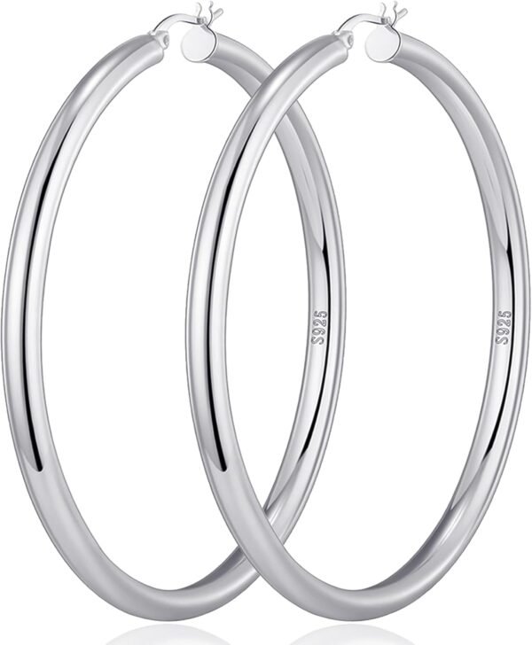 6112FYPIfML._AC_SL1500 4mm Thick Gold Chunky Earrings Steling Silver Post Hoops Earrings For Women Hollow Tube Hoops Earrings Thick Gold Hoop Earrings Hypoallergenic Lightweight Gold Hoop Large Earrings 20/30/40/50/60MM