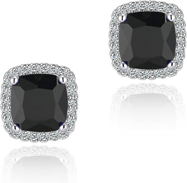 Cubic Zirconia Earrings Studs, Halo CZ Birthstone Simulated Diamond Stud Earrings for Women