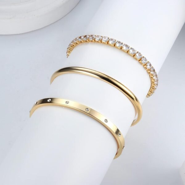 14K Gold Bracelets for Women Trendy Bangle Cuff Chain Bracelets Set Gold Plated Paperclip Bead Tennis Bracelet Chunky Gold Filled Bracelet Stack 3/4PCS