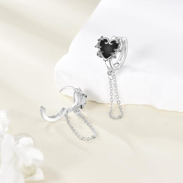 Witches Heart Earrings For Women 925 Sterling Silver Gothic Jewelry Witches Heart Hoop Earrings Goth Earrings Halloween Gifts for Women