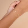 14k Gold Plated Pearl Bracelets for Women,Dainty Bracelets Stack Pearls Beaded Link Chain Charm Bracelets Set Layered Non Tarnish Tiny Jewelry for Women