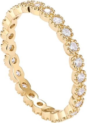 619S6MczA5L._AC_SL1500 14K Gold Plated Rings Cubic Zirconia Band | Gold Rings for Women