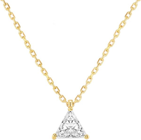 14K Gold Plated Cubic Zirconia Diamond Pendant Necklace for Women | Adjustable Slider