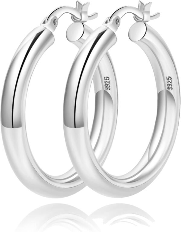 61AjL57UmHL._AC_SL1500 4mm Thick Gold Chunky Earrings Steling Silver Post Hoops Earrings For Women Hollow Tube Hoops Earrings Thick Gold Hoop Earrings Hypoallergenic Lightweight Gold Hoop Large Earrings 20/30/40/50/60MM