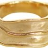 18K Gold-Plated Hammered Ring For Women | Textured Ring | Rings | Thick Stacking Gold Rings | Chunky Gold Ring | Size 6-8