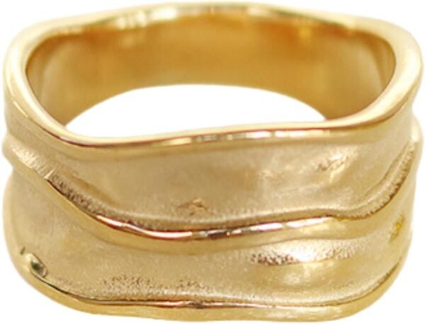 18K Gold-Plated Hammered Ring For Women | Textured Ring | Rings | Thick Stacking Gold Rings | Chunky Gold Ring | Size 6-8