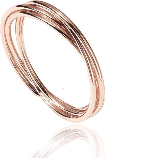 14K Plated Interlocked Rolling Anxiety Fidget Ring for Women and Men - Stacking Gold Ring