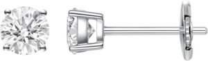 LAB-GROWN Round Cut Diamond Earrings 4 Prong (D-F Color, VS Clarity) Diamond Stud Earrings for Women, Elegant Stud Earrings