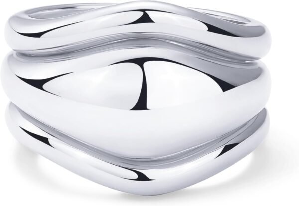 14K Gold Plated Chunky Stackable Rings Set for Women | Cubic Zirconia Bands Set | 3 Statement Rings Pack