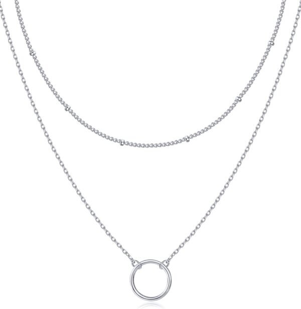 14K Gold Plated Layering Necklaces | Stylish Minimalist Design Pendant Necklaces | Bar, Circle, Lotus, Disc, Dog Tag, Horizontal Bar Pendants for Women