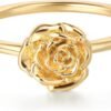 Birth Flower Ring for Women 14K Gold Plated Floral Minimalist Stackable Finger Jewelry Birthday Gifts