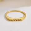 14K Gold Plated Signet Rings for Women Non Tarnish 925 Sterling Silver Dainty Stackable Gold Ring, Waterproof Engraved Flower Thin Band Unique Everyday Jewelry Gift