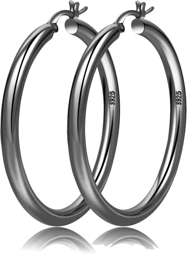 61QDwamXiIL._AC_SL1500 4mm Thick Gold Chunky Earrings Steling Silver Post Hoops Earrings For Women Hollow Tube Hoops Earrings Thick Gold Hoop Earrings Hypoallergenic Lightweight Gold Hoop Large Earrings 20/30/40/50/60MM