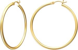 Gold Hoop Earrings for Women 14K Real Gold Plated Hoops with 925 Sterling Silver Post