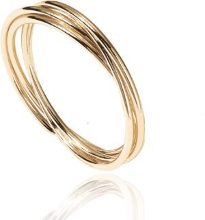 61UjOy7GdOL._AC_SL1500 14K Plated Interlocked Rolling Anxiety Fidget Ring for Women and Men - Stacking Gold Ring