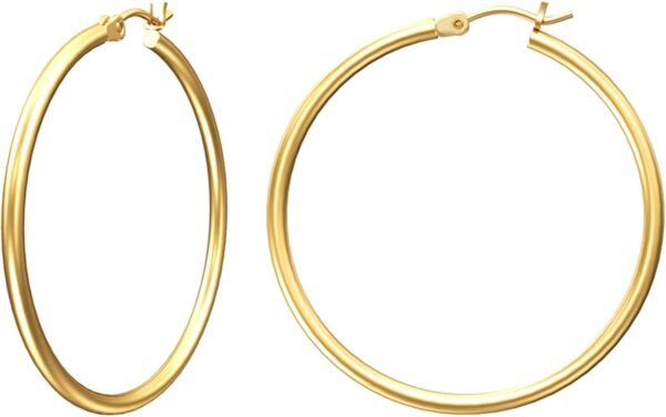 Gold Hoop Earrings for Women 14K Real Gold Plated Hoops with 925 Sterling Silver Post