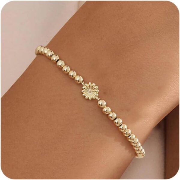 Gold Bracelets for Women 14K Gold Beaded Bracelets Stackable Bracelets for Women Gold Charm Bracelet Non Tarnish Gold Jewelry for Women Trendy