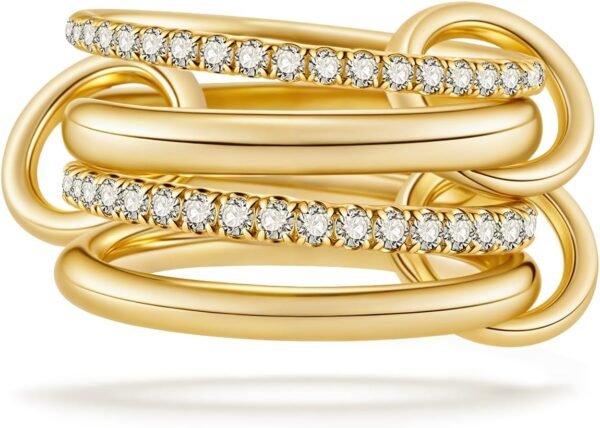 Stackable Rings for Women Non Tarnish, Dainty Cubic Zirconia Multi Ring 18K Gold Plated, Statement Rings Stacking Rings Jewelry