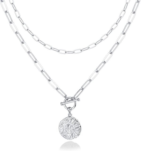 14K Gold Plated Layering Necklaces | Stylish Minimalist Design Pendant Necklaces | Bar, Circle, Lotus, Disc, Dog Tag, Horizontal Bar Pendants for Women