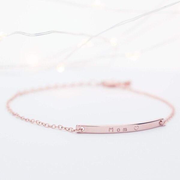 16K Gold Your Name Bar Bracelet Personalized gift Gold Plated bar Delicate Hand Stamp Best bridesmaid Wedding Graduation Gift