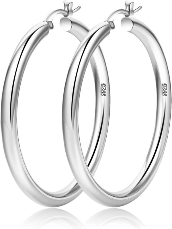 61_X6U6k0_L._AC_SL1500 4mm Thick Gold Chunky Earrings Steling Silver Post Hoops Earrings For Women Hollow Tube Hoops Earrings Thick Gold Hoop Earrings Hypoallergenic Lightweight Gold Hoop Large Earrings 20/30/40/50/60MM