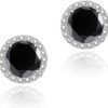 Cubic Zirconia Earrings Studs, Halo CZ Birthstone Simulated Diamond Stud Earrings for Women