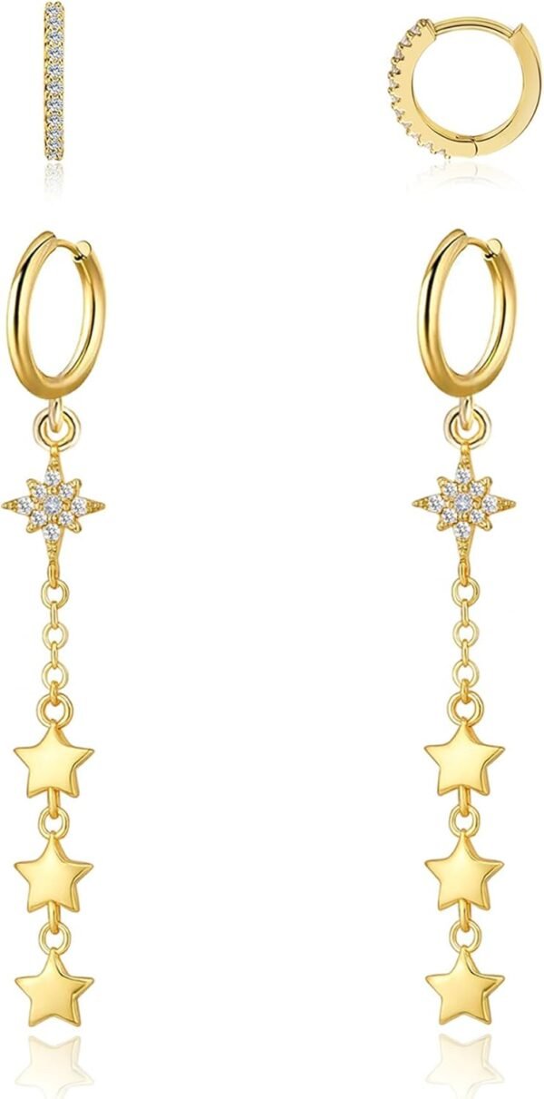 Gold Dangle Earrings for Women,Christmas Gifts Jewelry Dainty Earring 14K Gold Plated Drop Earrings for Women Trendy Hypoallergenic CZ Dangling Earring