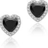 Cubic Zirconia Earrings Studs, Halo CZ Birthstone Simulated Diamond Stud Earrings for Women
