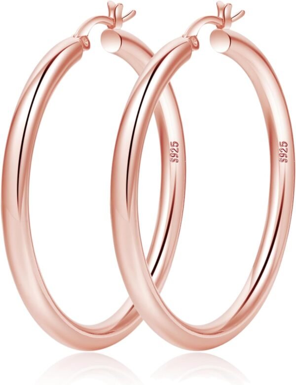 61gJjbHViTL._AC_SL1500 4mm Thick Gold Chunky Earrings Steling Silver Post Hoops Earrings For Women Hollow Tube Hoops Earrings Thick Gold Hoop Earrings Hypoallergenic Lightweight Gold Hoop Large Earrings 20/30/40/50/60MM