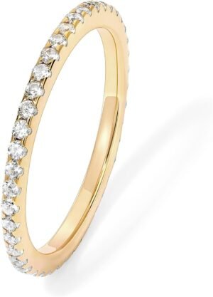 61ifs6pMR5L._AC_SL1500 14K Gold Plated Solid 925 Sterling Silver CZ Simulated Diamond Stackable Ring Eternity Bands for Women
