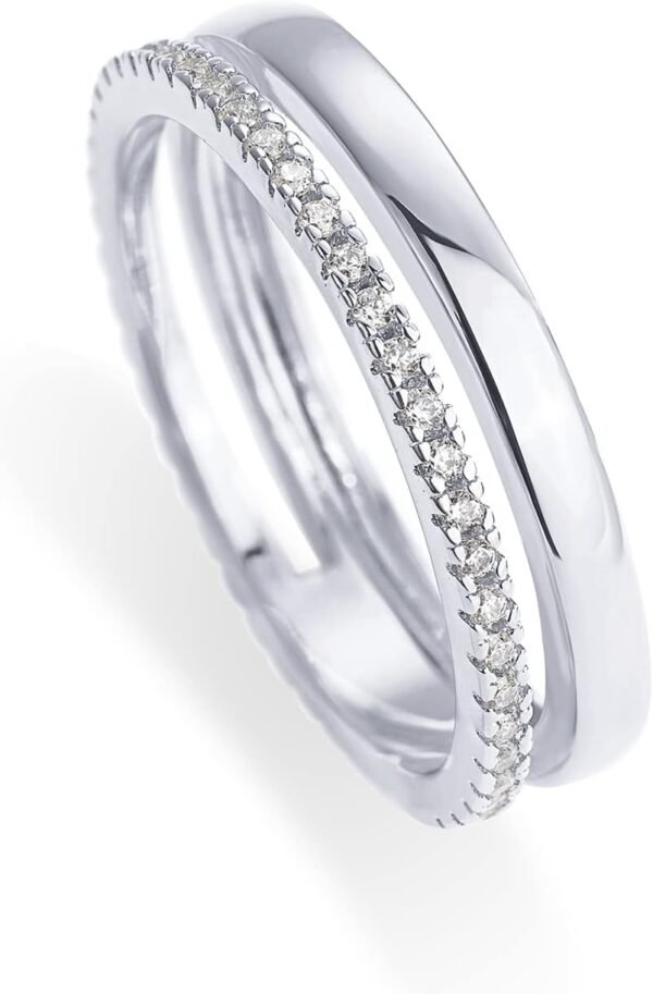 18K Gold Plated Cubic Zirconia Dual Stacking Rings for Women | Gold Eternity Band for Women | Thumb Ring