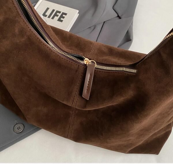 Trendy Suede Crescent Shoulder Bag Women Tote Bag Satchels Crossbody Purse Top-handle Travel College Work Tote Handbag
