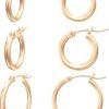 Gold Hoop Earrings for Women 14K Real Gold Plated Hoops with 925 Sterling Silver Post