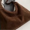 Trendy Suede Crescent Shoulder Bag Women Tote Bag Satchels Crossbody Purse Top-handle Travel College Work Tote Handbag