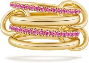 Stackable Rings for Women Non Tarnish, Dainty Cubic Zirconia Multi Ring 18K Gold Plated, Statement Rings Stacking Rings Jewelry