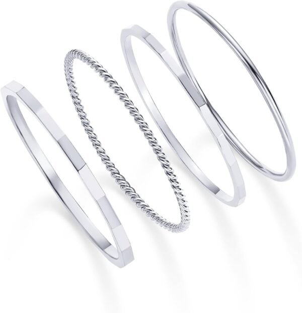 14K Gold Plated Four Pieces Thin Rings Set for Women | 4 Dainty Stacking Rings Pack | Minimalist Stackable Bands